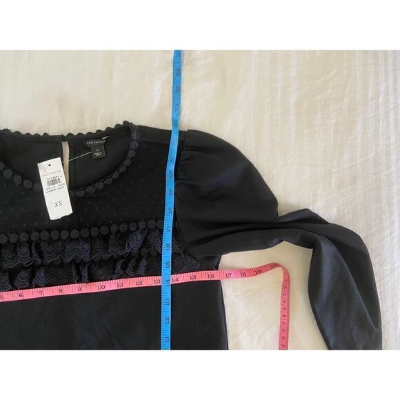 NWT Ann Taylor micro PomPom & mesh neck, long sleeve top size XS - Picture 5 of 8